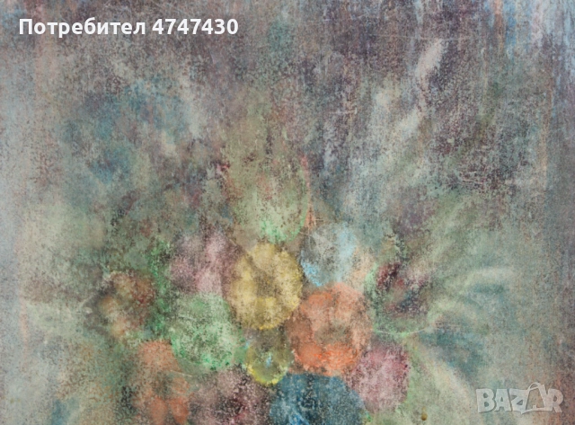 Стойно Добрев пастел натюрморт със цветя, снимка 4 - Картини - 53635731