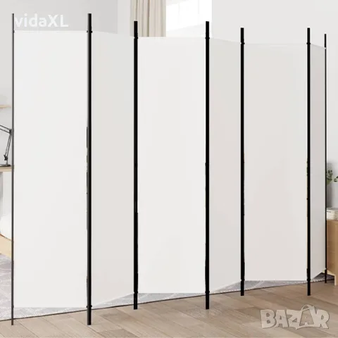 vidaXL Параван за стая, 6 панела, бял, 300x200 см, текстил, снимка 2 - Паравани - 56147260