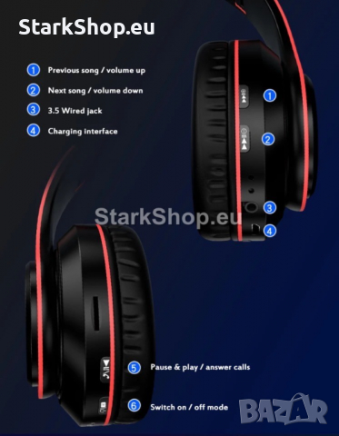 RGB Безжични Bluetooth Слушалки, снимка 1 - Слушалки и портативни колонки - 36285815