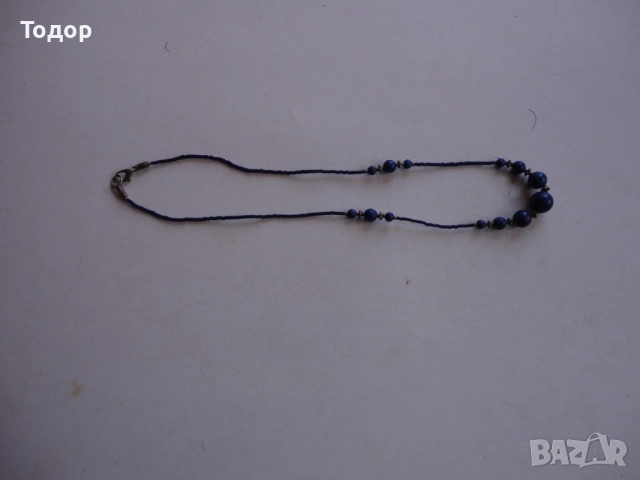 Колие гердан от естествен камък сапфир , снимка 2 - Колиета, медальони, синджири - 52849996