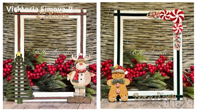 Ръчно изработени, коледни рамки за снимки - 10/15 и 13/18, снимка 6 - Декорация за дома - 34243132