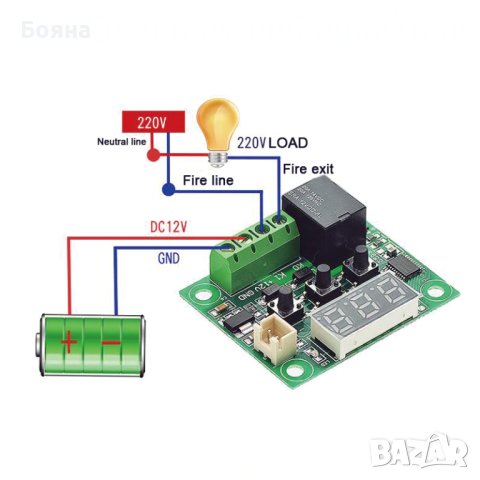 W1209 термостат - превключвател DC 12V, снимка 3 - Други инструменти - 41531298