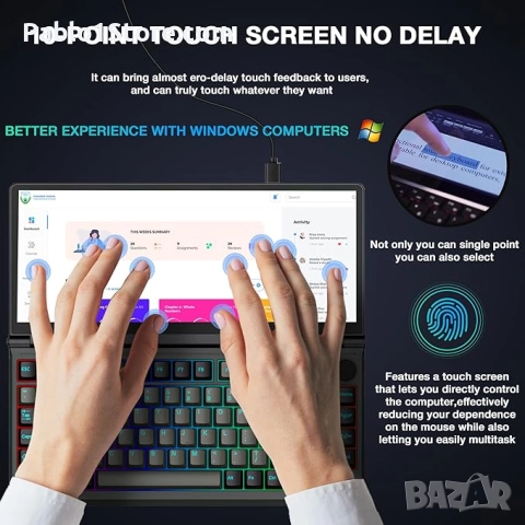 Промоция Kwumsy K3 механична геймърска клавиатура с тъчскрийн, 13-инчова преносима многофункц, снимка 6 - Клавиатури и мишки - 52435455