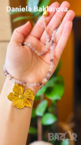 Колиета и гривни от естествени камъни, кристали, перли и стомана, снимка 2 - Колиета, медальони, синджири - 52033967