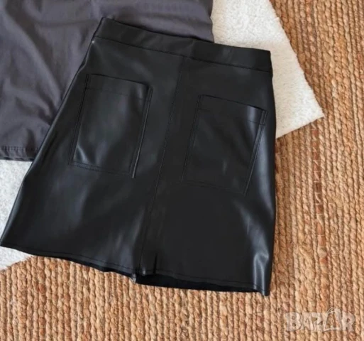 Кожена пола с джобчета  , снимка 2 - Поли - 50922421
