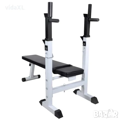 vidaXL Комплект лежанка със стойка за лост, щанга и дъмбели, 60,5 кг, снимка 3 - Спортна екипировка - 56146395