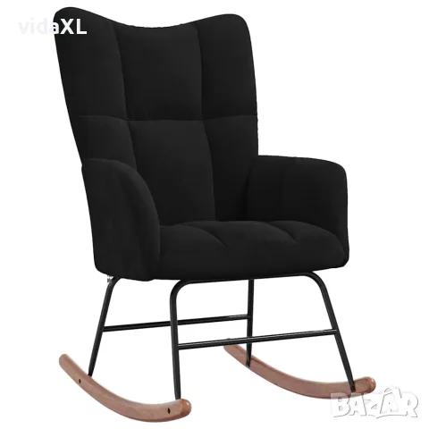 vidaXL Люлеещ стол, черен, кадифе