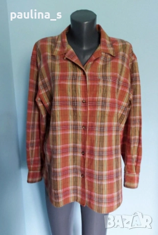 Два броя / Дамска маркова риза в каре / памук и лен, снимка 10 - Ризи - 36505846