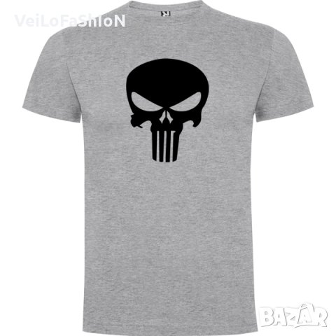 Нова мъжка тениска с Череп - The Punisher в сив или бял цвят, снимка 3 - Тениски - 44290076