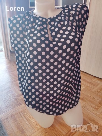 Блузка в тъмно синьо на бели точки, снимка 2 - Тениски - 41673700