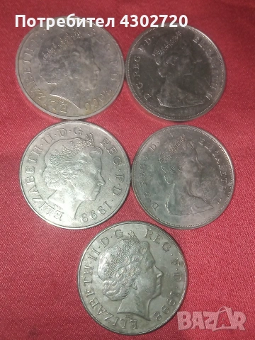 Юбилейни монети 28.5 грама Англия, 5 паунда,25 пенса, снимка 2 - Нумизматика и бонистика - 53763041