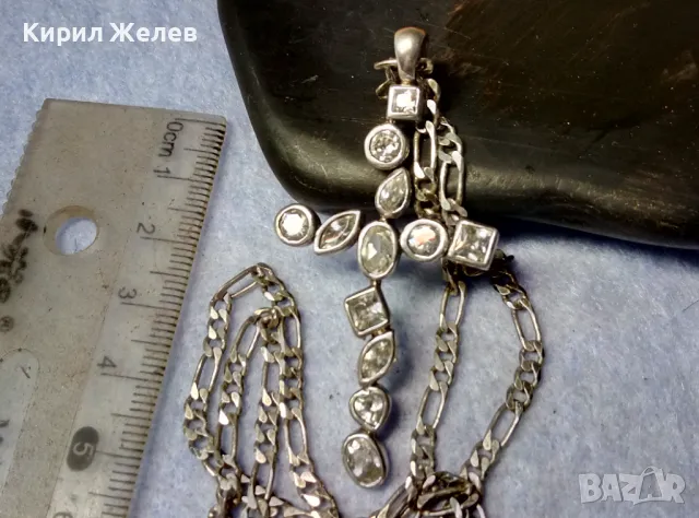 СКЪПОЦЕНЕН СРЕБЪРЕН КРЪСТ със СРЕБЪРНА ВЕРИЖКА РОДИРАНО СРЕБРО 925 C-Z с ЛАБОРАТОРЕН МОЙСАНИТ 41842