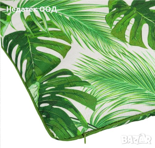 Декоративна възглавница Green Leaves, 45x45см, Бял/ зелен, снимка 2 - Възглавници - 41016876
