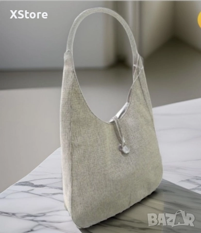 Удобна текстилна дамска чанта за рамо с кристал