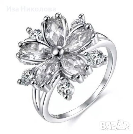 Пръстени цветя със сапфир и смарагд, снимка 7 - Пръстени - 41906784