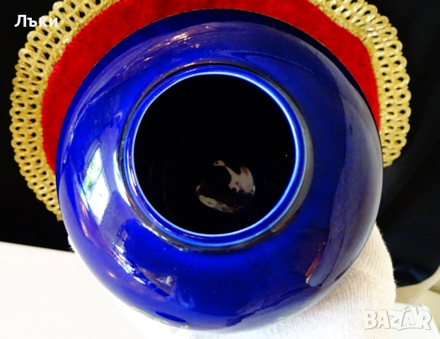 Урна,буркан,ваза,японски порцелан,злато,кобалт,яребици. , снимка 7 - Вази - 52135757