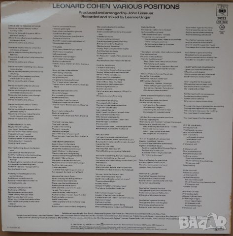 Грамофонни плочи Leonard Cohen ‎– Various Positions, снимка 2 - Грамофонни плочи - 40135598