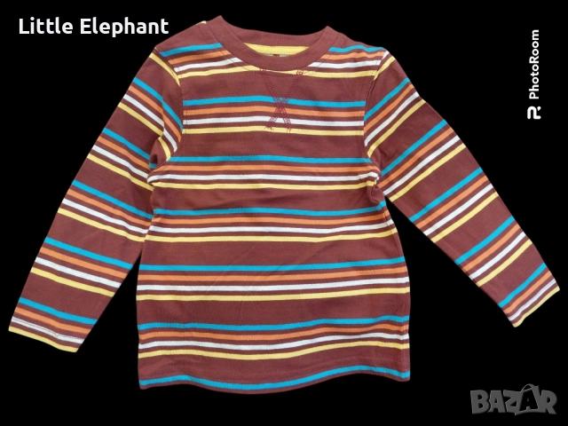 Блузка с дълъг ръкав райе кафява гама за момченце на 18-24 мес,Англия/нова