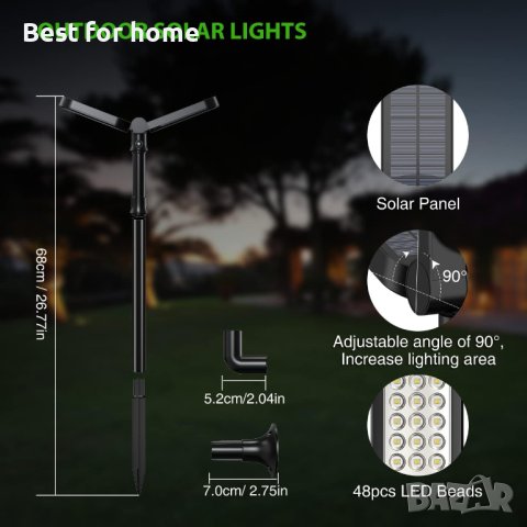 Соларни лампи комплект от 2 бр. Lafhome Solar Lights, снимка 8 - Соларни лампи - 41747207