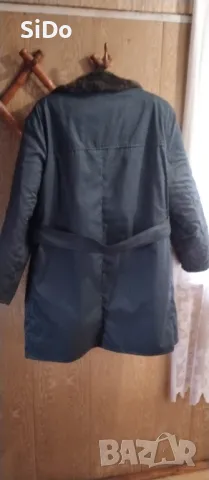 HOBA Синя шуба с кожа отвътре размер 52, снимка 15 - Други - 49893318