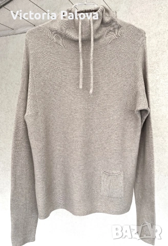 Луксозен бежов пуловер OUI 100% organic памук, снимка 6 - Блузи с дълъг ръкав и пуловери - 53157181