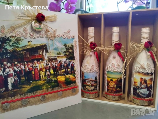 Сватбен Комплект – Бутилки за наричане, снимка 9 - Декорация - 17028968