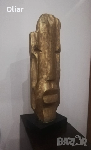 Интересна и впечатляваща статуетка на глава от дърво. , снимка 3 - Статуетки - 51647336