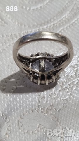 Сребърен пръстен 925 проба с бял камък , снимка 4 - Пръстени - 44200084