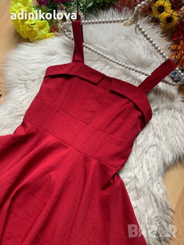 Елегантна рокля бордо, снимка 2 - Рокли - 40647258