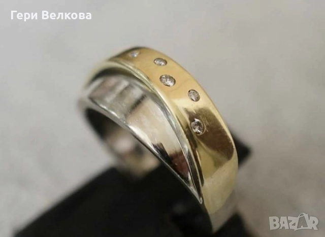 Златен пръстен 14к с диаманти