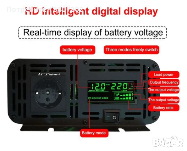 Чист синусоидален инвертор 4000W/5000W DC 12V/24V към AC 220V-50Hz, снимка 4 - Друга електроника - 51171926