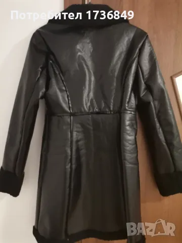 Черно кожено палто , снимка 8 - Палта, манта - 47767254