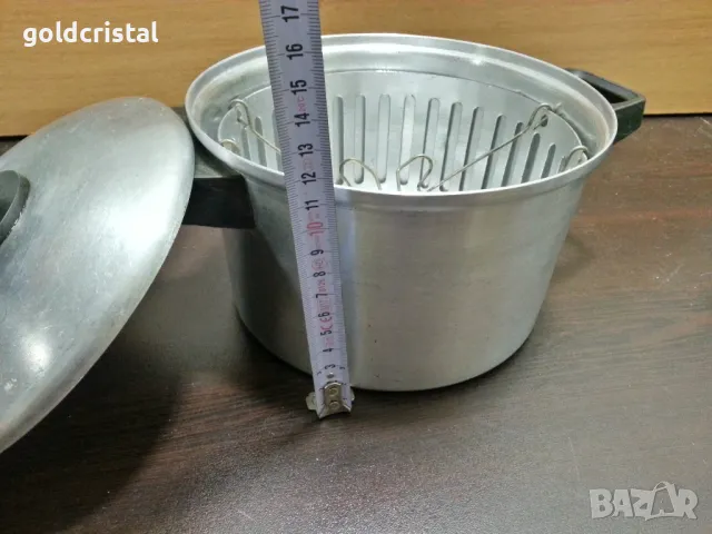 стара алуминиева тенджера с кошница, снимка 8 - Антикварни и старинни предмети - 48936801