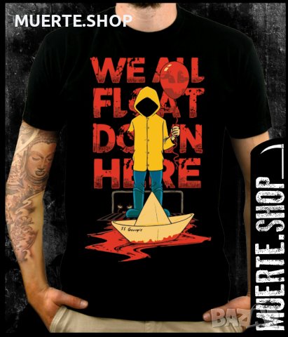 Черна тениска с щампа GEORGI FLOATING