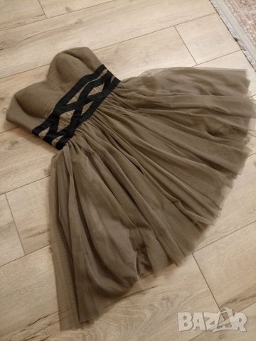 Уникална тюлена бежова официална рокля , снимка 3 - Рокли - 41808919
