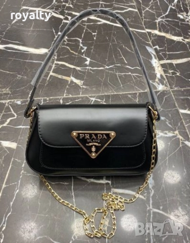 Prad🅰️ Дамска Черна Кожена Чанта 