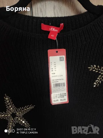 S. Oliver нов с етикет пуловер с апликации, снимка 4 - Блузи с дълъг ръкав и пуловери - 50018440