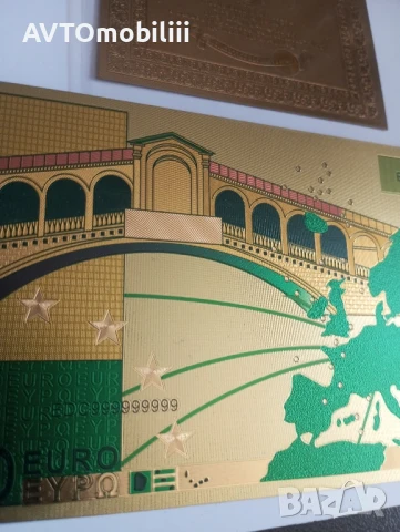 Позлатена с 24 карата злато 1000 евро със сертификат, снимка 7 - Нумизматика и бонистика - 51339478