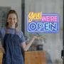 Нова Неонова LED табела YES WE ARE OPEN за магазин бар кафе 42x28см, снимка 4