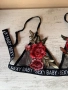 Ново черно бюстие с бродерия червени цветя и ластик с надпис sexy baby с регулиращи се презрамки 🖤, снимка 2