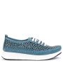 Дамски обувки от естествена кожа с перфорация в синьо , снимка 1 - Дамски ежедневни обувки - 41895245