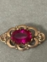 Антикварна съветска сребърна позлатена брошка с рубин , снимка 6