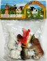 6 Домашни животни ферма заек крава прасе кокошка агне пате пластмасови фигурки играчки, снимка 1 - Фигурки - 40998860