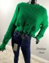 Дамски накъсан къс пуловер 5 цвята , снимка 1 - Блузи с дълъг ръкав и пуловери - 38669424