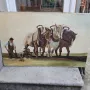 майсторска старинна картина с коне Германия, снимка 1