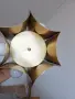 Vintage Space Age Brass Chandelier 1970s Lumet Poznań Petal Pendant Light MCM, снимка 3
