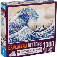 Пъзел Exploding Kittens от 1000 части - Голямата вълна край Катагава, снимка 1 - Игри и пъзели - 35982747