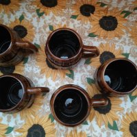 Сервиз троянска керамика-Голяма каничка и 5 чаши с дръжка, снимка 6 - Сервизи - 42496016