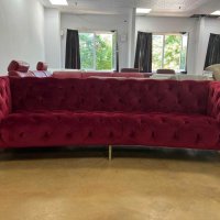 Бутиков Голям Пурпурно червен диван от плат Честърфийлд, снимка 6 - Дивани и мека мебел - 39719822
