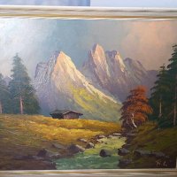 Картина в дървена рамка "Планински пейзажи", снимка 2 - Картини - 42162467
